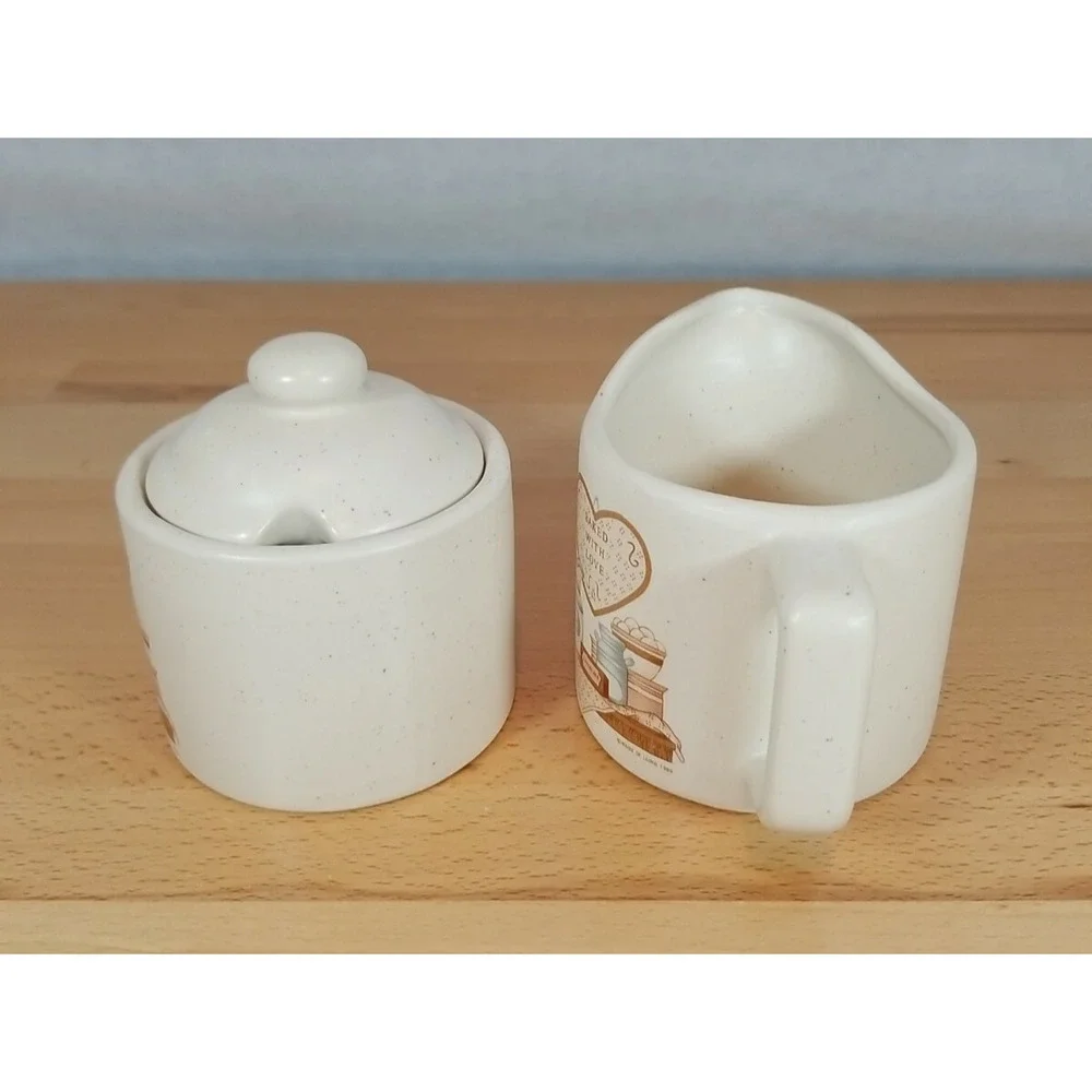 Vintage House Of Lloyd Cream And Lidded Sugar Bowl Set Baking Theme 1989 Japan